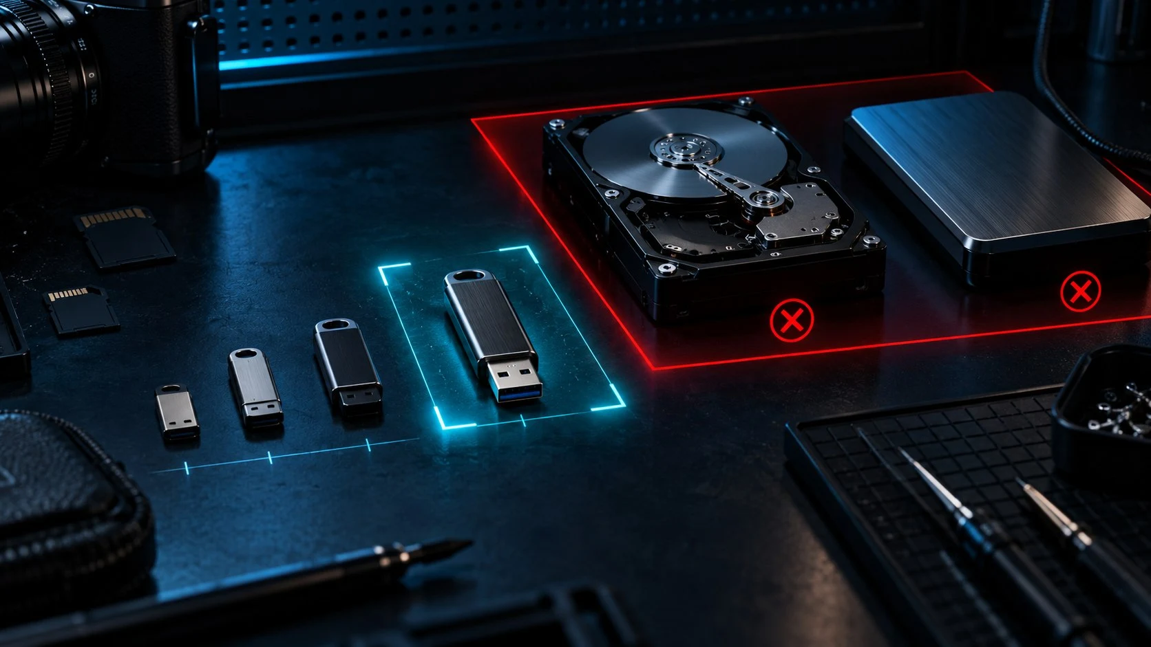 Illustration of reviewing USB targets separately from protected disks